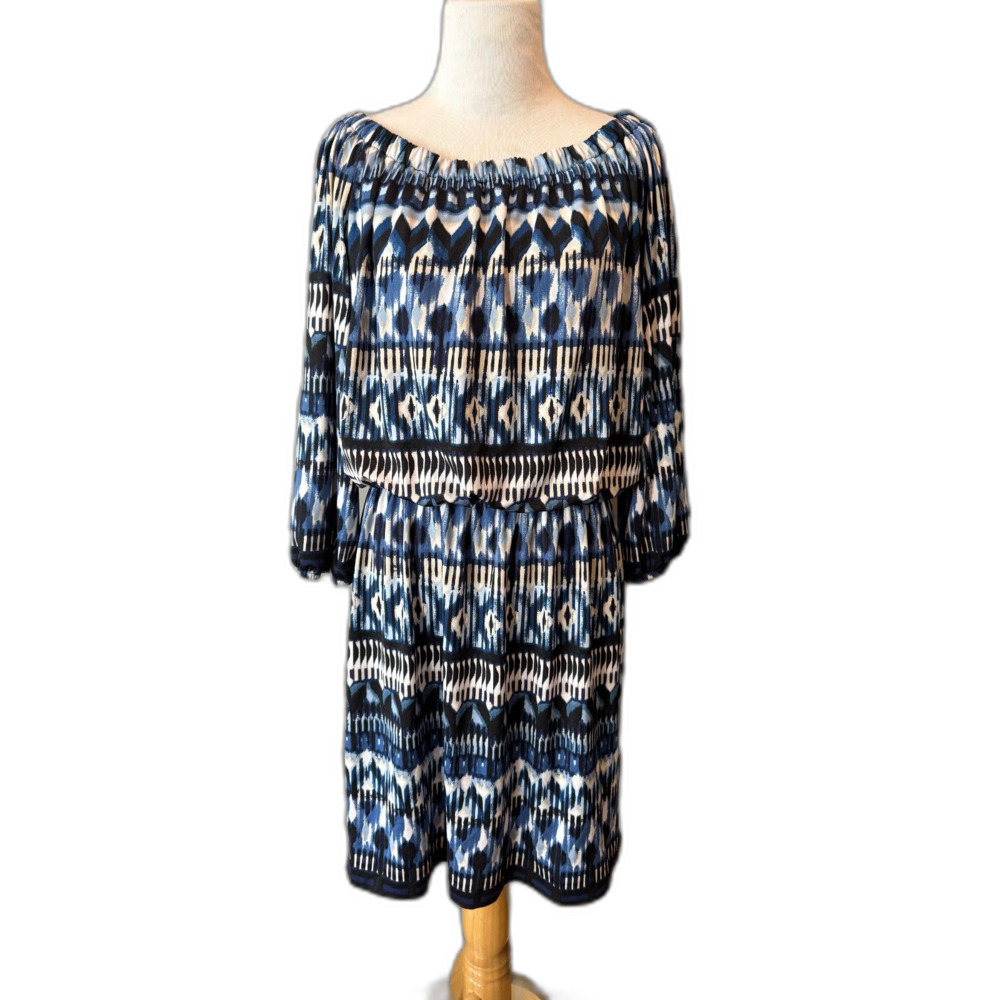 Large AB Studio blue white off shoulder dress